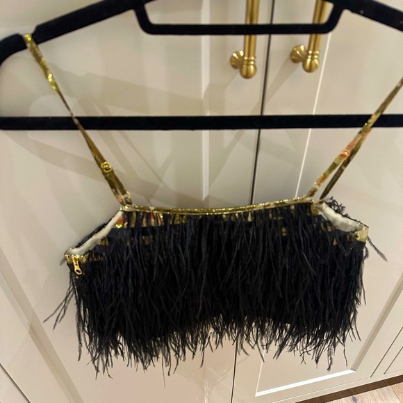 NWT ✨ Loveshackfancy dusty crop camisole top midnight ruby  black feathers - Picture 4 of 9